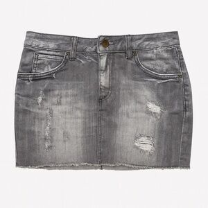 H&M • Distressed Gray Denim Mini Skirt • Gray • Size 4